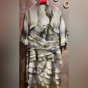 Jovani Green Layered Dress